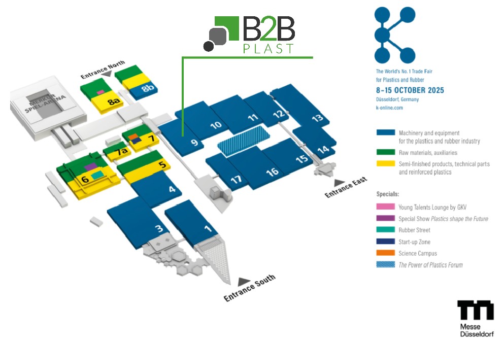 plan salon K2025 Emplacement de B2B PLAST au K 2022